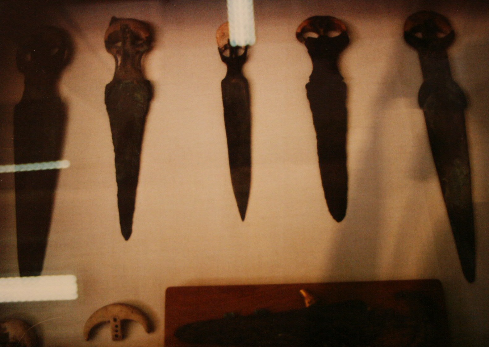A gallery of bronze Egyptian antiquities in display cases