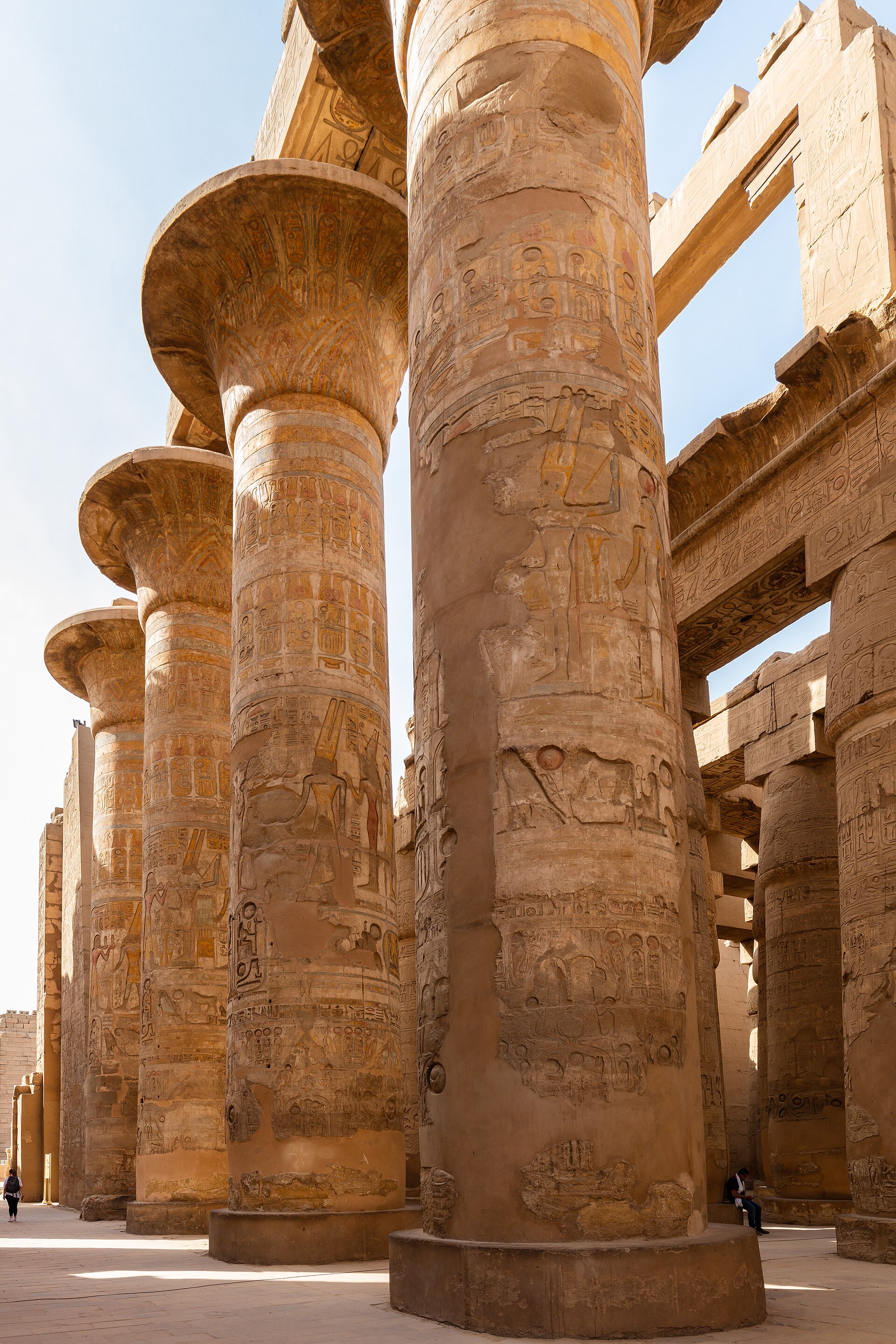 Hypostyle Hall columns at Karnak Temple in late afternoon light